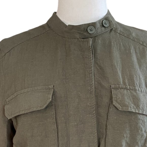 Who What Wear Linen Blend Olive Army Green Utility Cargo Cinch Beachy Jacket-S - Picture 3 of 13